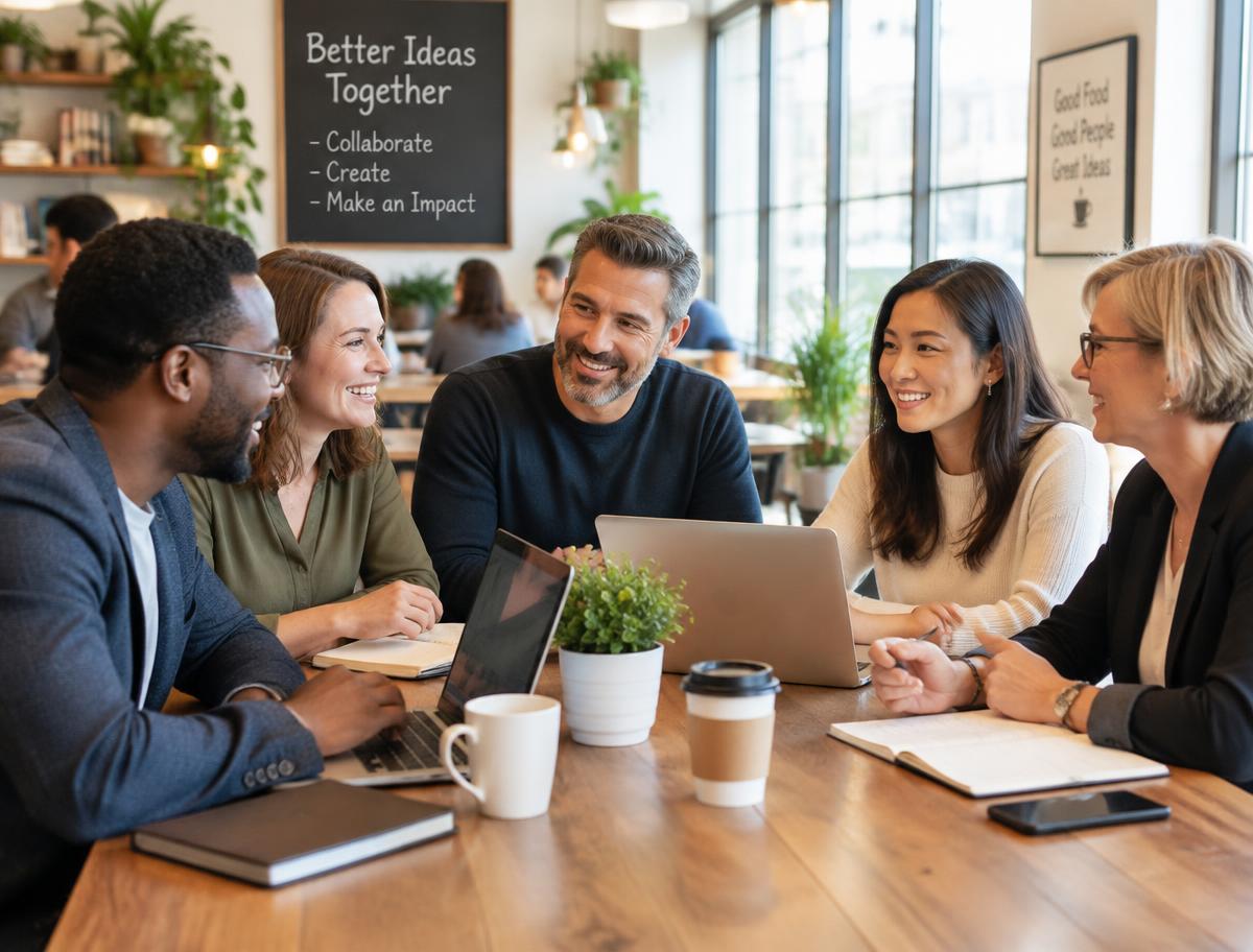 Professionals collaborating around a table